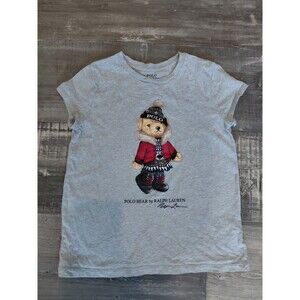 Ralph Lauren Polo Bear Gray T-Shirt for Girls Size 8 Excellent Condition